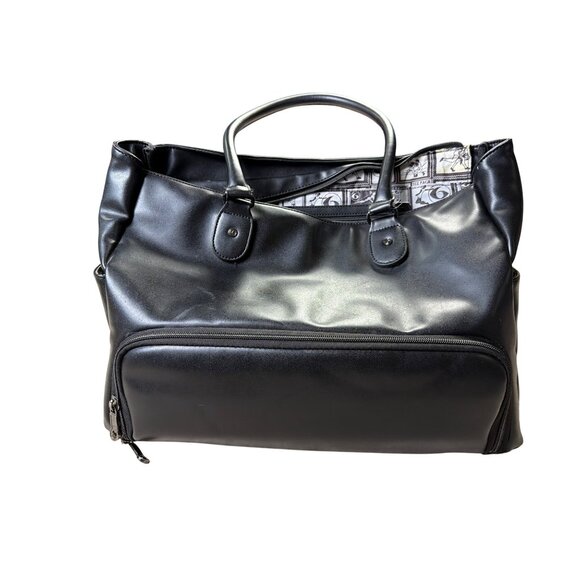 6 Pack Fitness Rene Tote Black Leather Travel & Gym Bag With Meal compartments - Picture 9 of 9